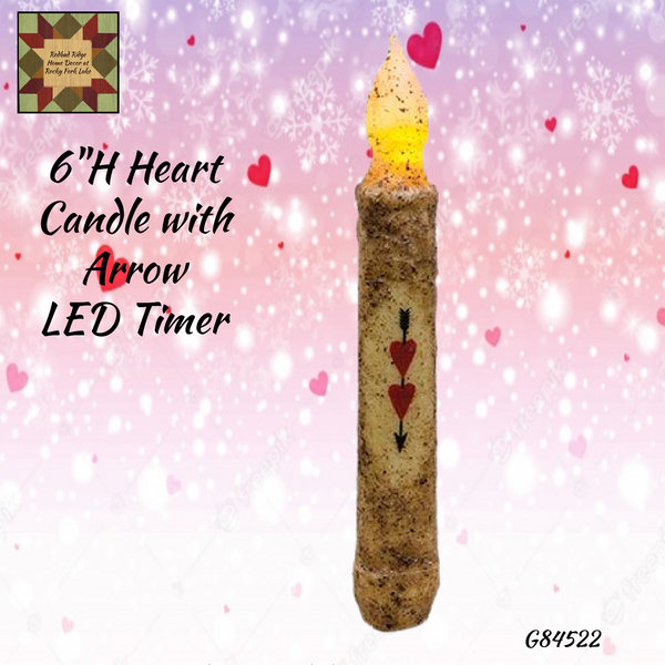 Hearts & Arrow Burnt Ivory LED Taper Timer Candle