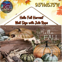 Fall Sign Hello Fall Harvest Wall Sign with Jute Rope