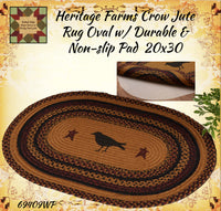 Heritage Farms Crow and Stars Jute Rug Half or Oval With or Without Pad