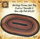 Heritage Farms Jute Rug Oval or Rectangle  w/ Durable & Non-slip Pad  20x30