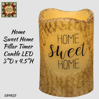 Home Sweet Home Burnt Ivory LED Pillar Timer Candle 4.5"H