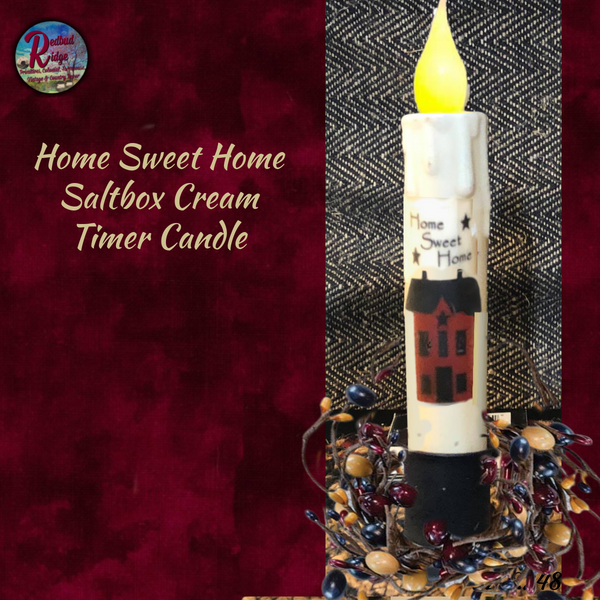 Candle Taper Home Sweet Home Saltbox House Cream Timer