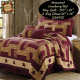 Homestead Cranberry/Red King & Queen 3pc Bedding Sets