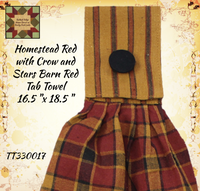 Homestead Red with Crow and Stars Barn Red Tab Towel