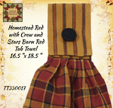 Homestead Red with Crow and Stars Barn Red Tab Towel