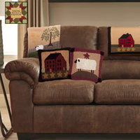 Saltbox House with Stars Hooked Pillow 14" Sq