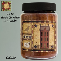 Candle Jar with House Sampler Artwork