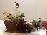 Christmas Wood Santa Sleigh Cranberry or Ivory