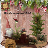 Christmas Wood Santa Sleigh Cranberry or Ivory