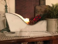 Christmas Wood Santa Sleigh Cranberry or Ivory