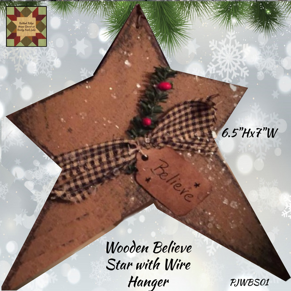 Believe Wooden Star Hanging