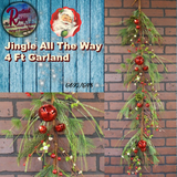 Christmas Jingle Bell Pine Wreaths, Pick & Garland