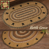 Kettle Grove w/Stencil Stars Oval or Half Round Jute Rugs Including Non Slip Pad