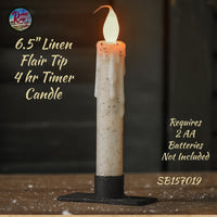 6.5" Flair Tip Wax 4 Hr Timer LED Candle Cranberry or Linen