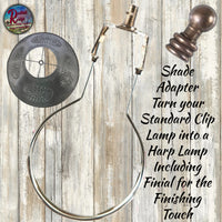 Clip Shade Adapter Enables you to use Harp Lamp Shades, Finial Included