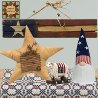 Lath Hanging Skinny Flag With Rusty Stars, 23.5"