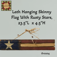 Lath Hanging Skinny Flag With Rusty Stars, 23.5"