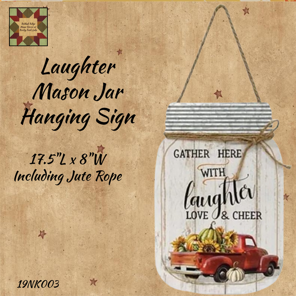Laughter Mason Jar Hanging Sign