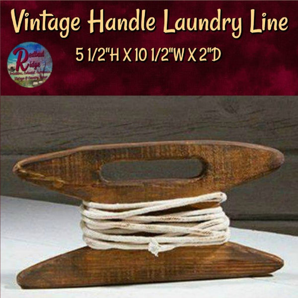 Vintage Wooden Laundry Line Spool with Handle
