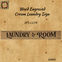 Laundry Room Wood Sign Engraved Cream 24"L