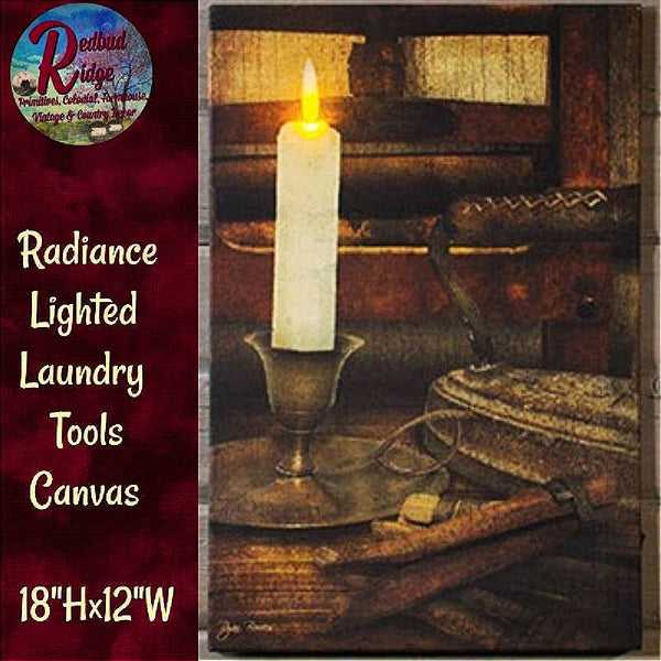 Vintage Laundry Tools LED Radiant Lighted Canvas