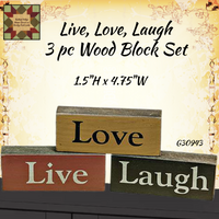 Live, Love, Laugh 3 pc Wood Block Set