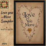 Love You More Berries Stitchery Black Framed Sampler