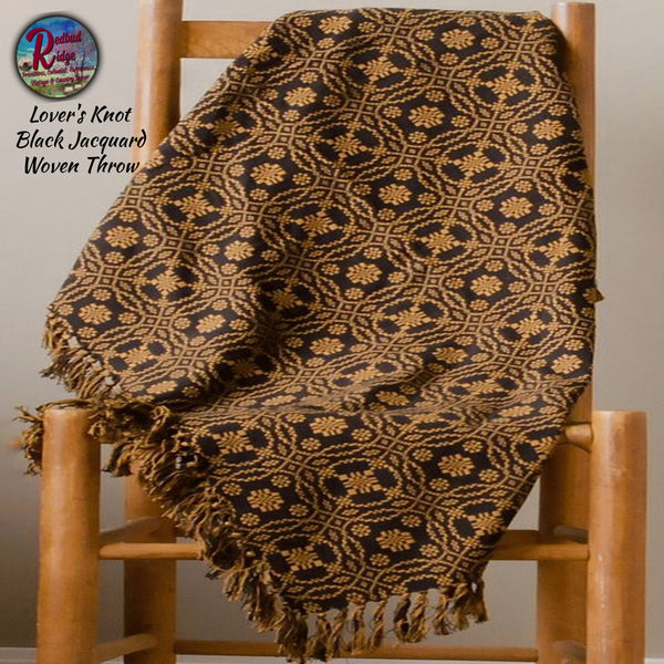 Lover's Knot Black Woven Jacquard Throw Blanket 54" x 74"
