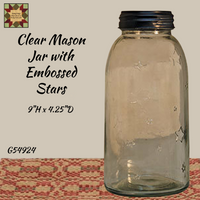 Clear Mason Jar with Embossed Stars Quart