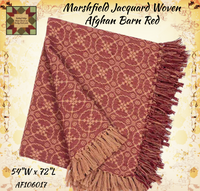 Marshfield Jacquard Barn Red & Khaki THROW Woven Afghan