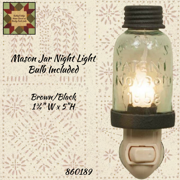 Mason Jar Night Lights Brown or Zinc