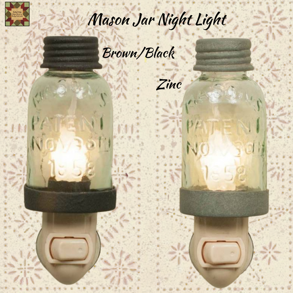 Mason Jar Night Lights Brown or Zinc