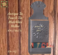 Punch Tin Match Box Holder Antique Tin or Black