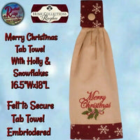 Merry Christmas Holly Towels 2 Assorted