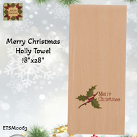 Merry Christmas Holly Towels 2 Assorted