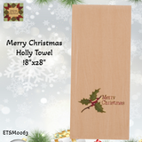 Merry Christmas Holly Towels 2 Assorted