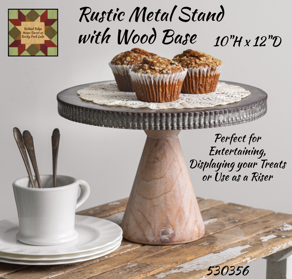 Rustic Metal Stand with Wood Base 10"H **50% Savings