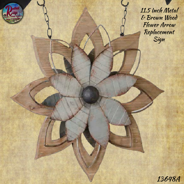 Arrow Replacement Sign Metal & Wood Flower 11.5"