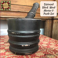 Black Distressed Wood Mortar & Pestle Set