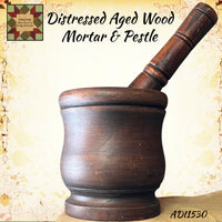 Mortar & Pestle Wood Distressed & Aged