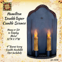 Hamilton Black Metal 2 Taper Candle Sconce Hang or Sit