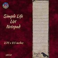 Simple Life List Notepad ~ Magnet on Back