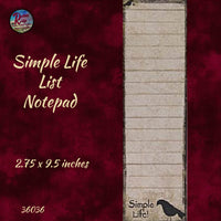 Simple Life List Notepad ~ Magnet on Back