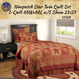 Ninepatch Burgundy Star Bedding Collection **25% Savings