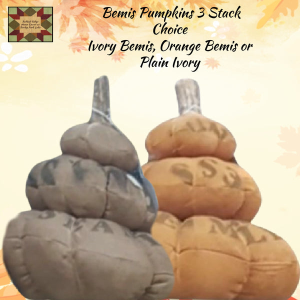 Fall Pumpkins 3 Stack Bemis Ivory, Orange or Ivory Plain