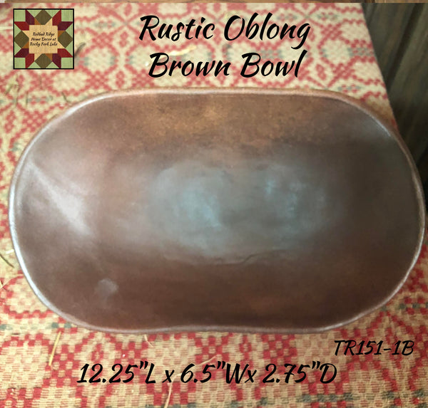 Oblong Rustic Wood Bowl 12.25"L