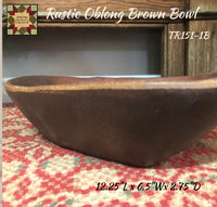 Oblong Rustic Wood Bowl Yesteryear 12.25"L