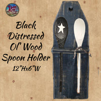 Wood Black Distressed Ol' Spoon Holder