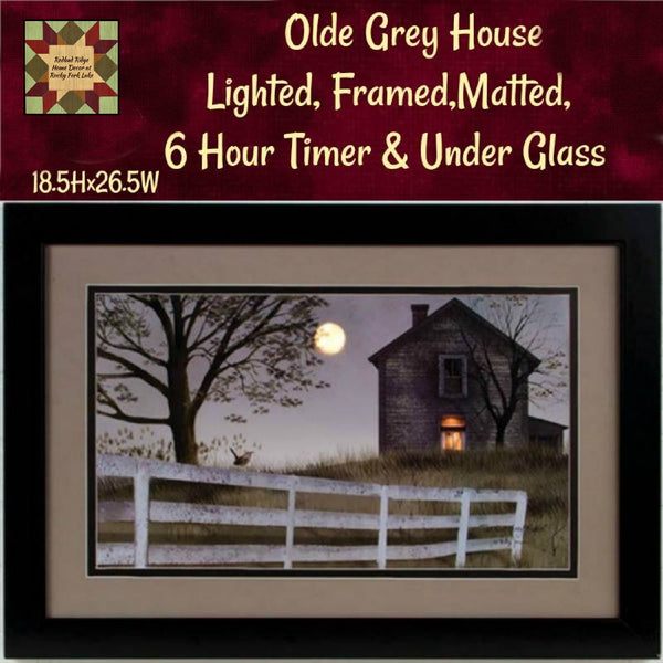 Old Grey House~Billy Jacobs Framed, Matted, Glass Front, Radiant LED 18.5"x26.5"