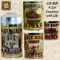 Canisters Set of 4 Old Mill with Lids